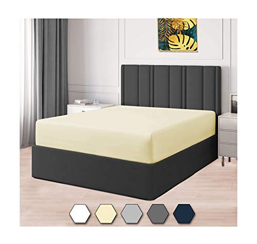 Tissaj Drap-Housse en Coton Biologique - 300 Fils Au Pouce Carré - Literie - 100% Agrafe Extra Longue Certifiée Gots - s'adapte À Un Matelas À Poches Jusqu'À 40 Cm De Profondeur |Naturel|Super Roi Cover