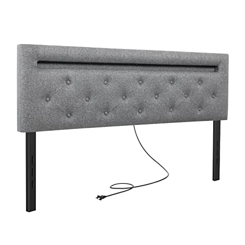 Hausource Headboards For Queen Size Bed With Led Light & Usb Post Upholstered Queen Headboard With Adjustable Height Linen Fabric Padded Headboard For Queen Size Bed Mordern Head Board For Bedroom #TOP6