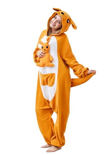 Flora Huxley Adult Kangaroo Onesie Animal Pajamas Halloween Cosplay Medium