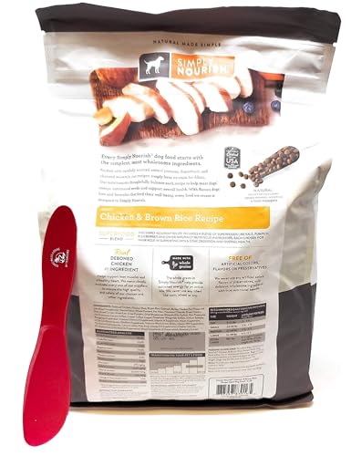 SIMPLY NOURISH Adult Dry Dog Food - Chicken & Brown Rice, 5 pounds and Especiales Cosas Mixing Spatula