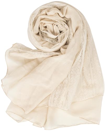 INOGIH Fashion Breathable Lace Cotton-Linen Scarfs Large Soft Sun-Protection Shawl-Wrap for Daily All Season