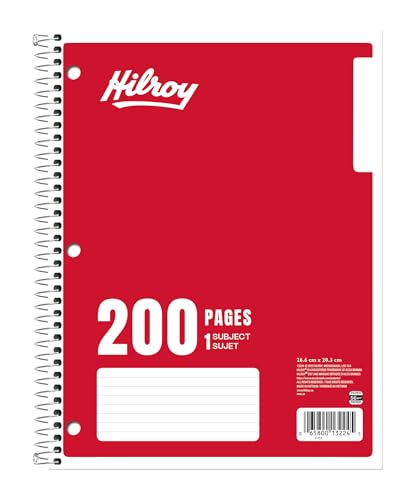 Hilroy 1-Subject Coil Notebook, 8" x 10.5" Sheet Size, Wide Ruled, 3-Hole Punched, 200 Pages/100 Sheets, 1 Notebook, Assorted Colour Covers, Colour May Vary (13224) image 6