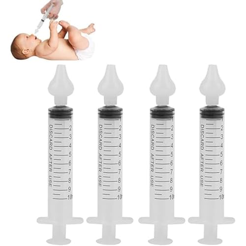 Image of Baby Nasal Aspirator, 1 Pack, 4 Pieces - Safe and Reusable Silicone Nasal Aspirator for Newborn - Infant Mucus Removal with 10ml Nose Cleaner Syringe - Nasal Spray /Nasal Hygiene