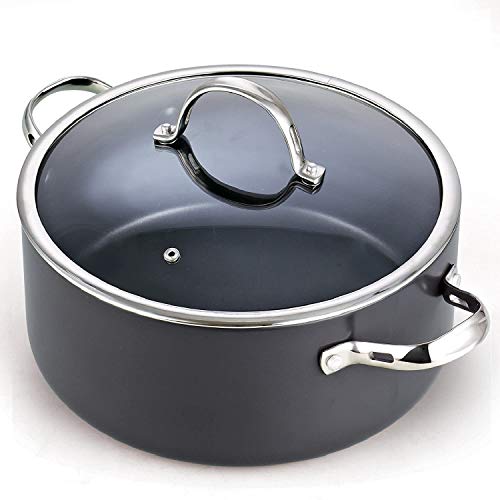 Cooks Standard Lid 7 Quart Hard Anodized Nonstick Dutch Oven Casserole Stockpot, Black #TOP29