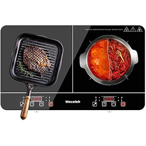 Weceleh Induction Burner, Portable Induction Cooker, Independent Control, 9 Power Levels, Max 464℉, Child Lock, 180 Min Timer, Plug in, Modern Design, 1800W, 120V Cover