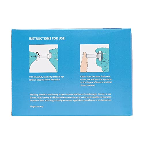 Image of Medline Sterile Safety Lancets with Push-Button Activation, 28G x 1.6 mm, Box of 200: Dependable Blood Sampling Device for Blood Glucose Testing