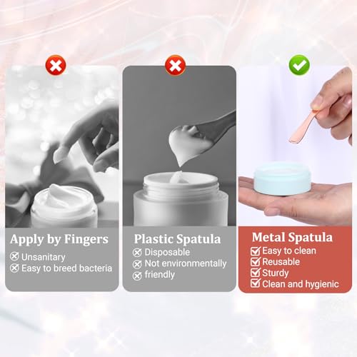 JIYIN 3 Stück Metall Spatel Kosmetik, Beauty Scoop Hautpflege Kosmetik Löffel Gesichts Applikator Mini kosmetikspatel für Maske Gesichtscreme Lotionen Mischen Probenahme