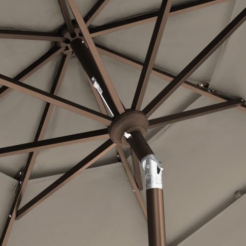 EliteShade USA 10-Year-Non-Fading 9ft 3-Tier Market Patio Umbrella, Commercial Grade Outdoor Table Umbrella with Crank Open, Windproof & UPF 50+ UV Protection, Heavy Duty Ventilation for Garden, Deck, Pool, Backyard, Beach & Bistro, Mushroom by EliteShade - Used condition - Image 9