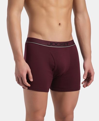 Image of Jockey 8009 Men Super Combed Cotton Rib Solid Boxer Brief with Ultrasoft and Durable Waistband