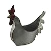 Zeckos rustic galvanized grey metal rooster planter farmhouse inspired indoor and outdoor country garden decor accent piece with vintage charm 15 inches long  urban country home decor