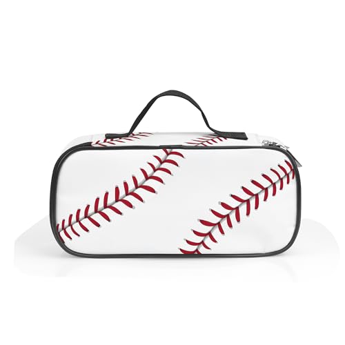 Baseball Pen Holder Case Brush Pot Stationery Multifunction Pen Container Large Capacity Storage Pouch with Zipper Birthday Gifts Pen Box for Women Men