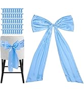 Large Satin Bow Decor with 50 Pack Chair Sashes - Perfect for Birthday, Wedding, Parties & Baby S...