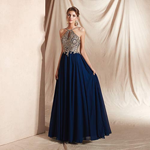 Fancy Lace Prom Dresses 2020 Long Bridesmaid Dress Halter Formal Gowns Purple #TOP3