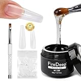 Firedeep Builder Gel Kit for Nails, 55g Clear Nail Strengthener and Extender for Long, Strong Nails for Professional Nail Salon Home DIY With Clear Nail Tips Model and Brush