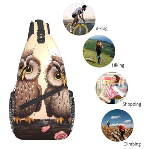 Cute Owls bolso cruzado para pecho negro para hombre y mujer miniatura 6