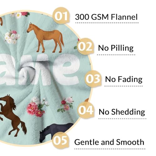 Mercuryelf Custom Horse Blanket Gift - 30x40 Inches Aesthetic Throw Blankets for Girls - Mint Green Soft, Fuzzy & Warm Throws for Lap, Crib