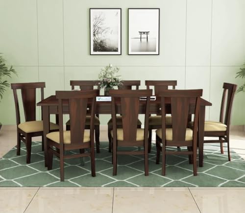 WoodFry Wooden Dining Table 8 Seater | Eight Seater | 1 Table and 8 ...