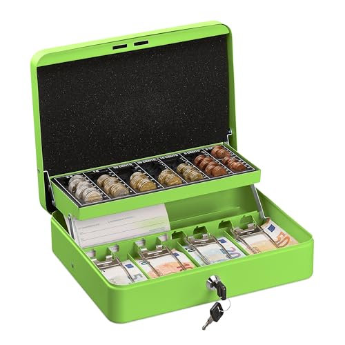 Caja fuerte con llave y portamonedas verde