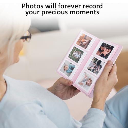 HIYQIN 108 Pockets Photo Album for Fuji Instax Mini Film/Polaroid 3-inch Pictures, PU Leather Cover Photo Book for Instax Mini 12 11 9 41 EVO Liplay Instant Camera - Pink - Image 3