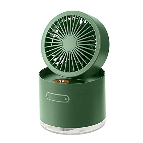 Tragbarer klappbarer Teleskopboden USB-Lüfter Schreibtischlampe Befeuchtender Sprühlüfter für Büro, Zuhause und Außenbereich-Grün