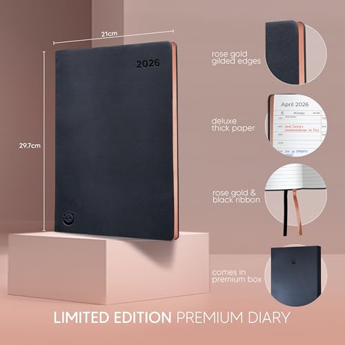 2026 Diary by Smart Panda – Rose Gold Edition, A4 Week to View Dated Planner – Softcover and Gift Box - Appointment Book, 30 Minute Intervals – Annual Calendar, November 2025 - December 2026 - Image 2