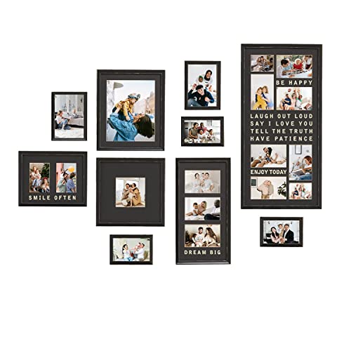 J.m.deco 4 X 6 Collage Picture Frames Set 10 Pack For Wall Decor, 6 X 4 Vintage Picture Frame Set, Luxury Memory Photo Frame With Slogan Family Art For Wedding, Family, Baby #TOP2
