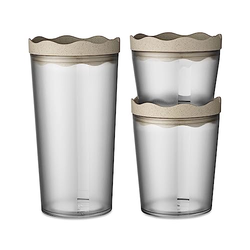 Vorratsdosen 3er-Set PRINCE SET OSLO aus Kunststoff 0,3 Liter 0,75 Liter 1 Liter Sand Koziol