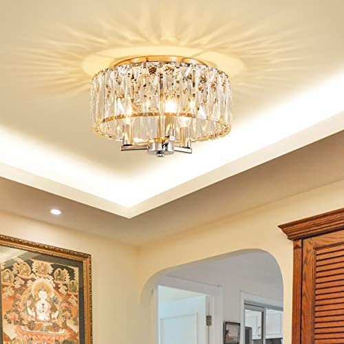 AGV LIGHTING CL002C K9 Crystal Flush Mount Ceiling Light Fixture, Perfect for Living Room, Bedroom, Dining Room, Chrome Finish by AGV LIGHTING - Used condition - Image 8