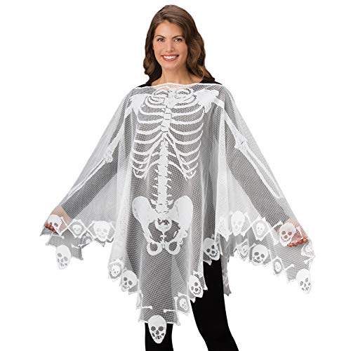 Matissa Skeleton Costume Halloween Poncho for Women Ladies H