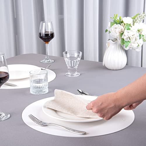 Restaurantware-15 Inch Table Placemats, 6 Round Vinyl Placemats - Embossed, Stain-Resistant, White Vinyl Placemats For Tables, Leather-Like Feel, Protects Surfaces by Restaurantware - Image 5
