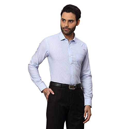Image of Park Avenue Men's Pure Cotton Stripe Pattern Slim Fit Semi Cutaway Collar Full Sleeve Formal Shirt
