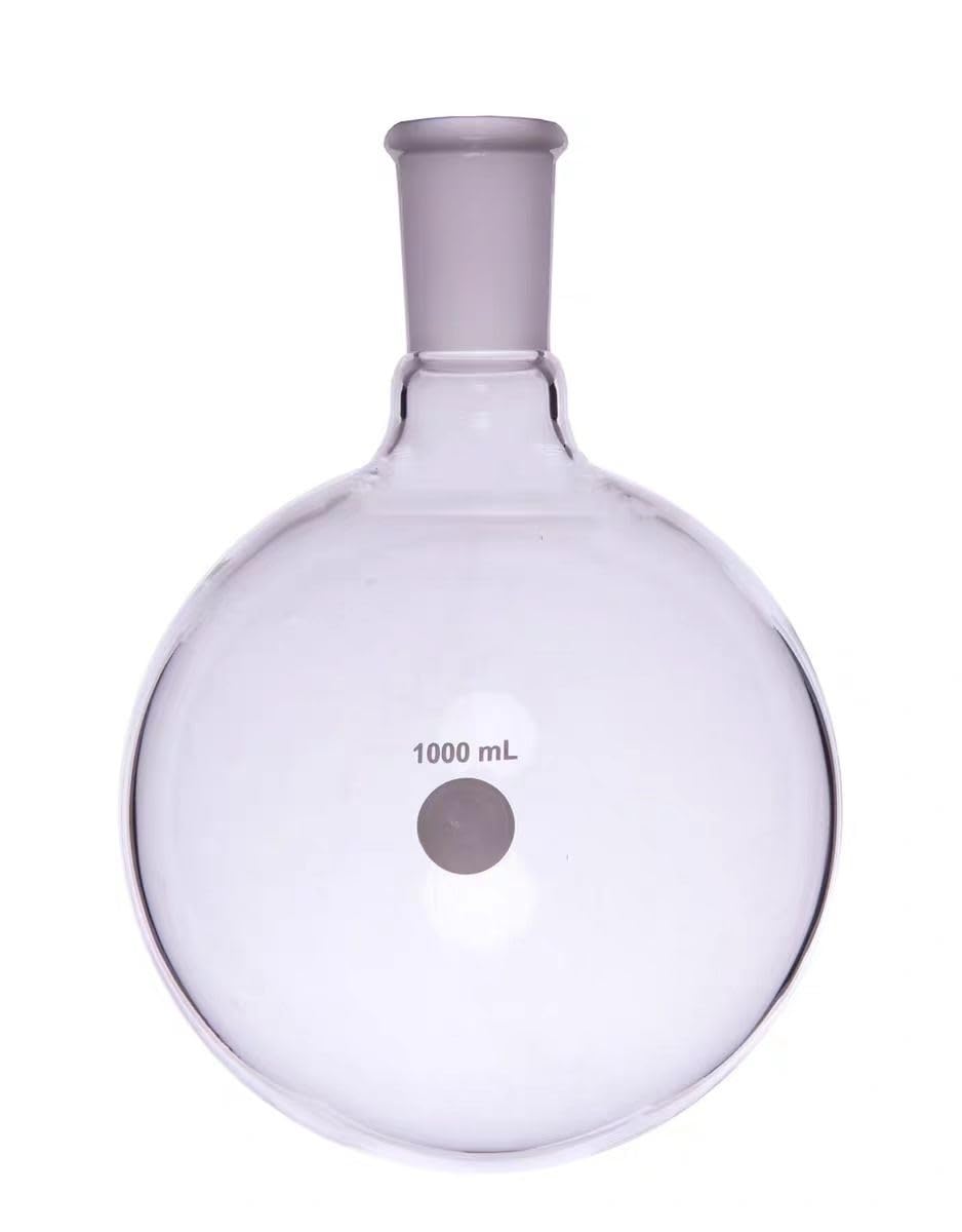 1000ml Round Bottom Glass Flask with 24/40 Joint - Heavy Wall Lab Bottle for Laboratory Use