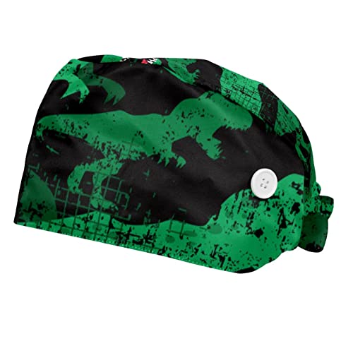 Couvre-chef et casquette de travail dinosaures verts pour hommes et femmes