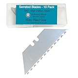 Serrated Blades for Utility Knife – Ten Pack Heavy Duty SK5 Saw Razors for Box Cutter Replacement in Convenient Storage Box – Serrated Edge Razors 10 Pack, Standard Size - Fits Most Cutters & Knives