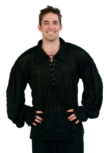 Chemise costume Renaissance noire RG 80331-BK ample adulte anti-transpiration
