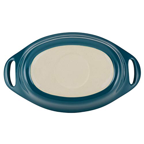 Rachael Ray Solid Glaze Ceramics Au Gratin Bakeware / Baker Set, Oval - 2 Piece, Teal - Thumbnail 4