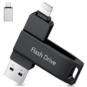 Lncnnk USB Stick 512 GB für i Phone, MFi-zertifizierter USB 3.0 Lightning Speicherstick 3-in-1 Fotostick Stift-Laufwerk Externer Speichererweiterung USB C Backup für iOS/Android/PC, Schwarz