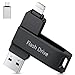 Lncnnk USB Stick 512 GB für i Phone, MFi-zertifizierter USB 3.0 Lightning Speicherstick 3-in-1 Fotostick Stift-Laufwerk Externer Speichererweiterung USB C Backup für iOS/Android/PC, Schwarz