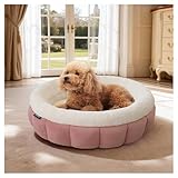 BALANCE Cat Beds for Indoor Cats, Washable Round Cat Bed, Cute Kitten Bed with Anti-Slip Bottom for Kitty and Puppy, 23 Inches, Mellow Rose