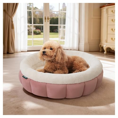 BALANCE Cat Beds for Indoor Cats, Washable Round Cat Bed, Cute Kitten Bed with Anti-Slip Bottom for Kitty and Puppy, 23 Inches, Mellow Rose