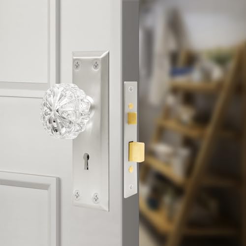 senharvest Mortise Lock Set for Interior Door - Vintage Crystal Glass Door Knobs with Skeleton Key & Brushed Nickel Finish 2 Pack by senharvest - Image 7