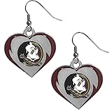 Siskiyou Sports NCAA Florida State Seminoles Heart Dangle Earrings, Team Colors,One Size