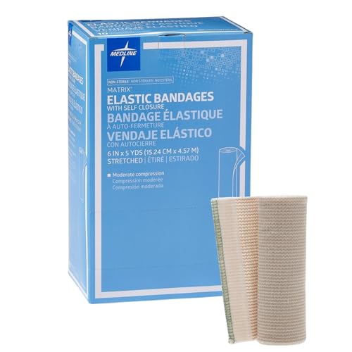 Medline Non-Sterile Matrix Elastic Bandages with Self-Closure, Stretched, 6" x 5 yd. (15.2 cm x 4.6 m), Ideal for Wound Care, Pack of 1
