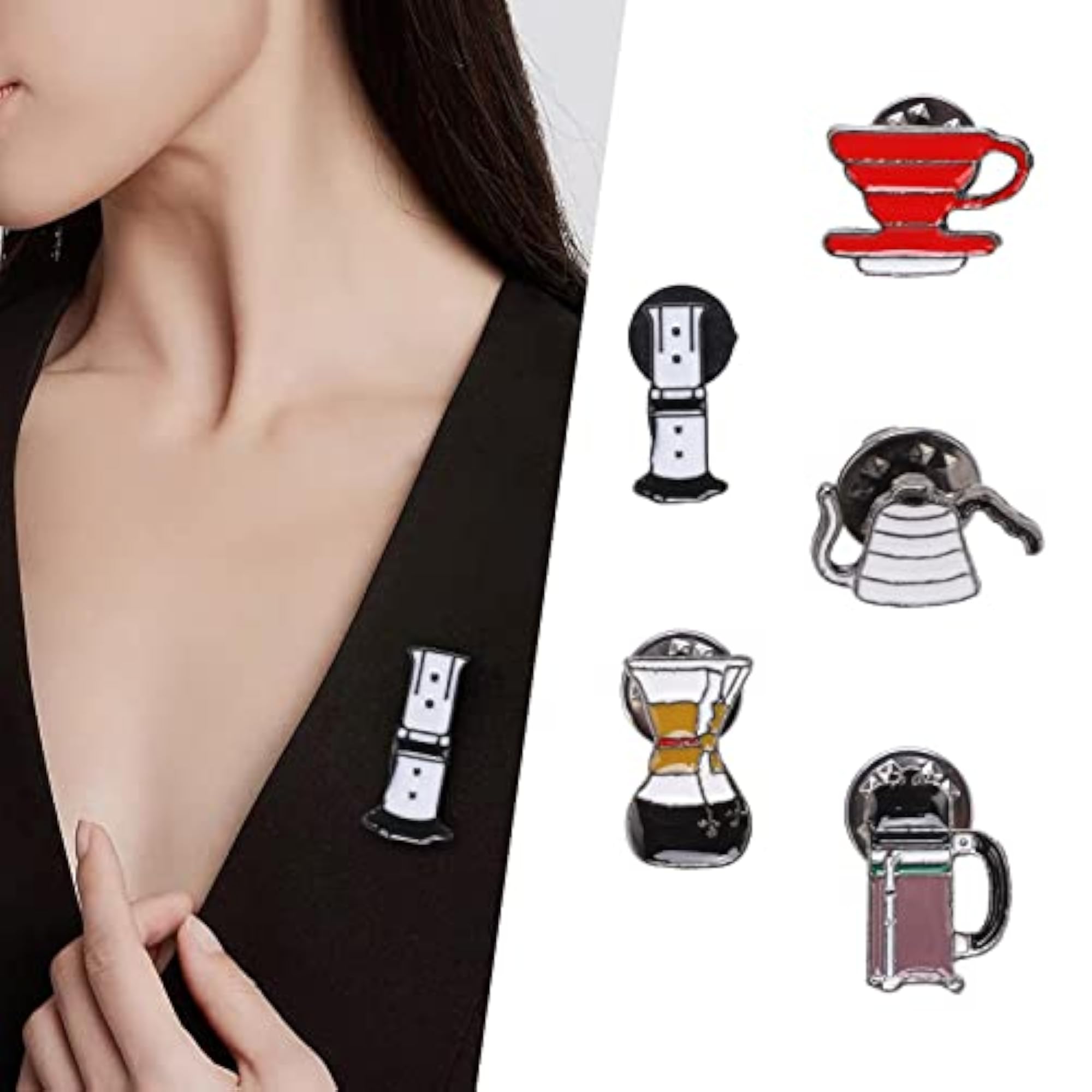 5pcs Novelty Alloy Brooch Pin Set for Bags & Clothing