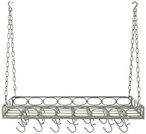 Old Dutch Rectangular Hanging Pot Rack With 16 Hooks, Antique Pewter, 36 X 18 X 4 Inches #TOP2