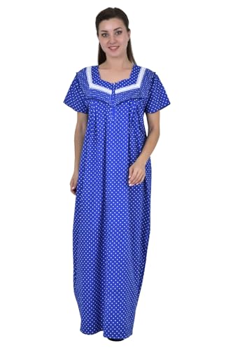 Image of Onekbhalo Women's- Full Sleeves-Feeding- Nursing- Maternity Nighty /Maxi /Gown /Nightdress /Nightwear- Hosiery Cotton Fabric- Floral Print- Embroidery with Zip