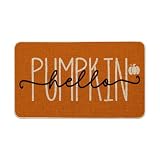 Artoid Mode Orange Hello Pumpkin Fall Doormat, Autumn Home Decor Low-Profile Switch Rug Door Mat Floor Mat for Indoor Outdoor 17x29 Inch