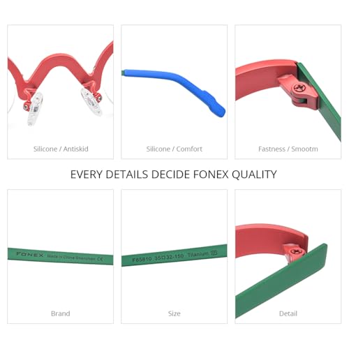 Image of FONEX Colorful Pure Titanium Glasses Frame Women Retro Round Eyeglasses