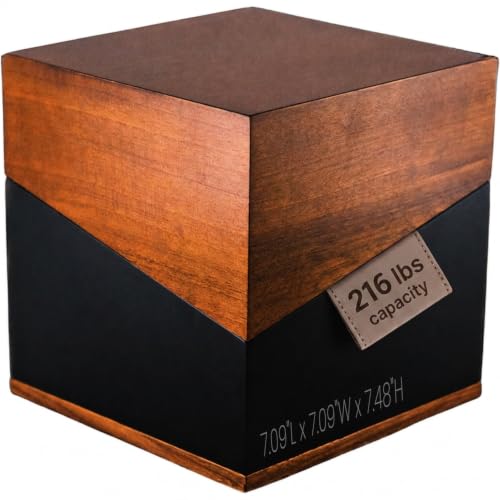 Image of Large Urn for Human Ashes Adult, Walnut Wood Cremation Urn with Velvet Bag