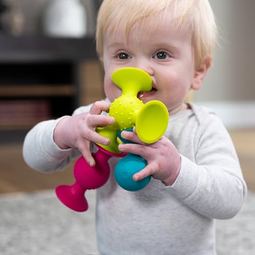 Image of Fat Brain Toys pipSquigz, Sensory Baby Toys 6 Months Plus, Rattle Suction Cup Toy
